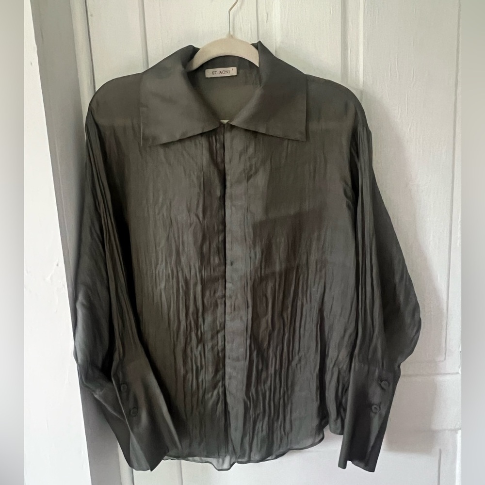 St. Agni Small Blouse Dreamy Cotton Silk Blend Airy and Soft Luxurious Feel - Picture 10 of 13